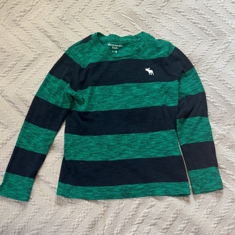 Abercrombie Kids Striped Long Sleeve- Green and Navy
